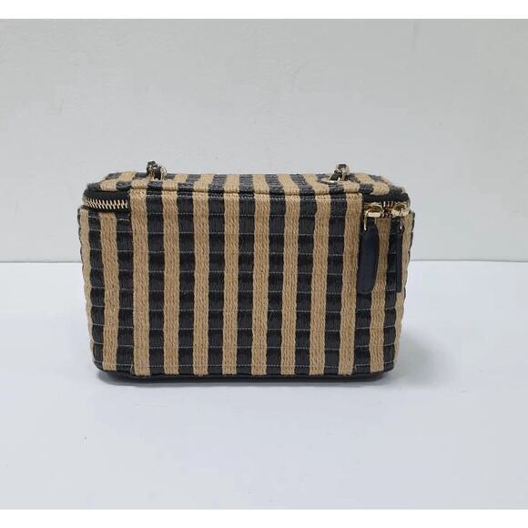 Chanel Vanity Chain Raffia Jute Thread Black Beige Bag - Picture 2 of 6